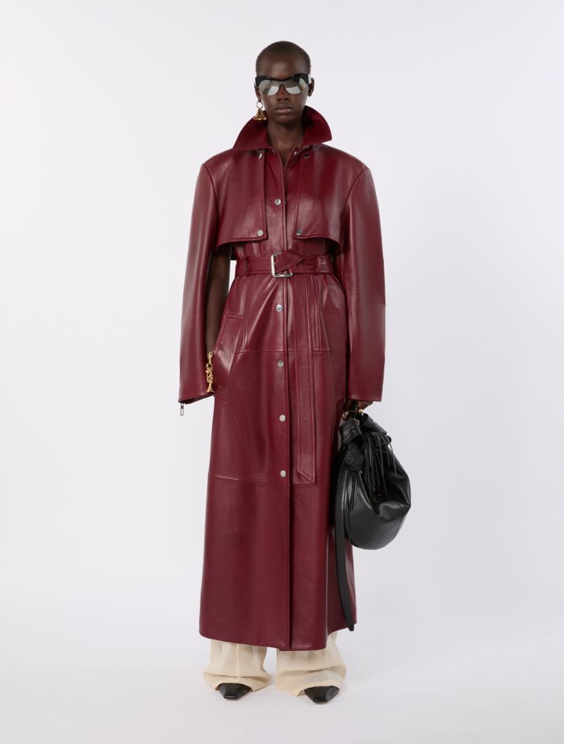 Nappa leather two-piece trench coat - BORDEAUX - Sportmax