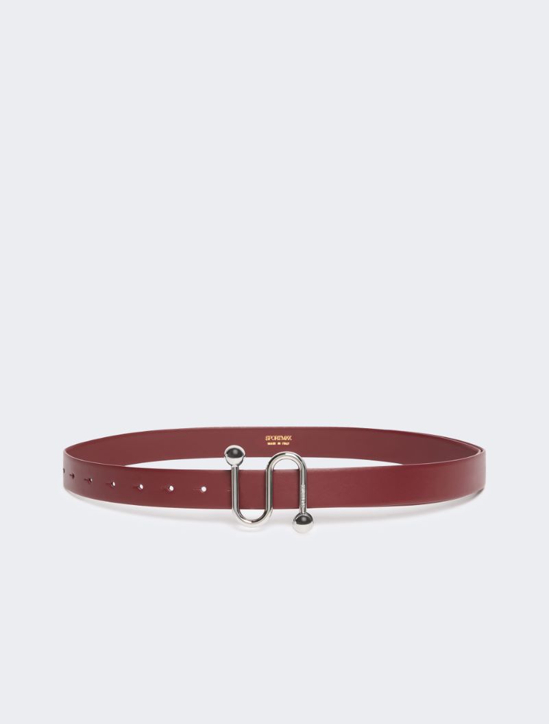 Leather belt with S buckle - BORDEAUX - Sportmax