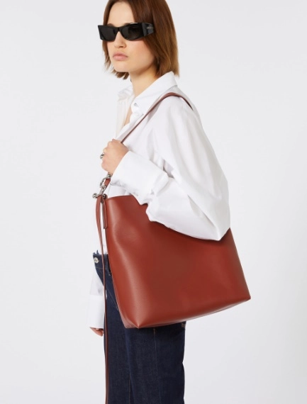 Leather S-buckle shopper bag - RUST - Sportmax - 7
