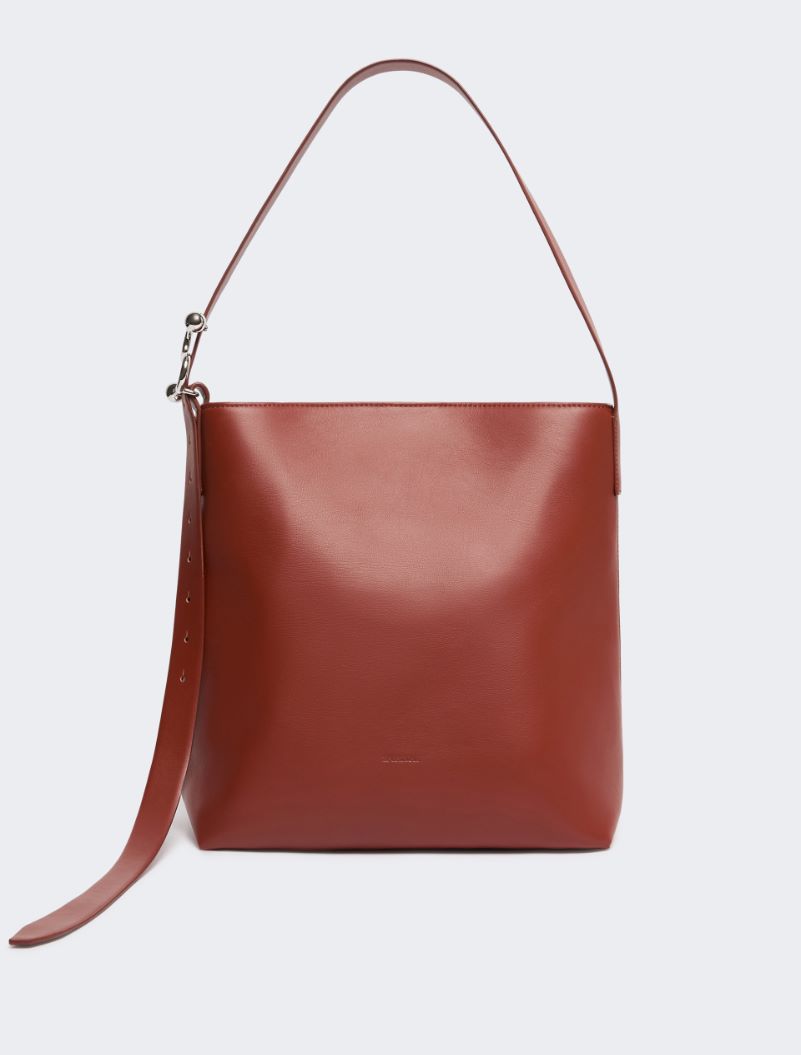 Leather S-buckle shopper bag - RUST - Sportmax