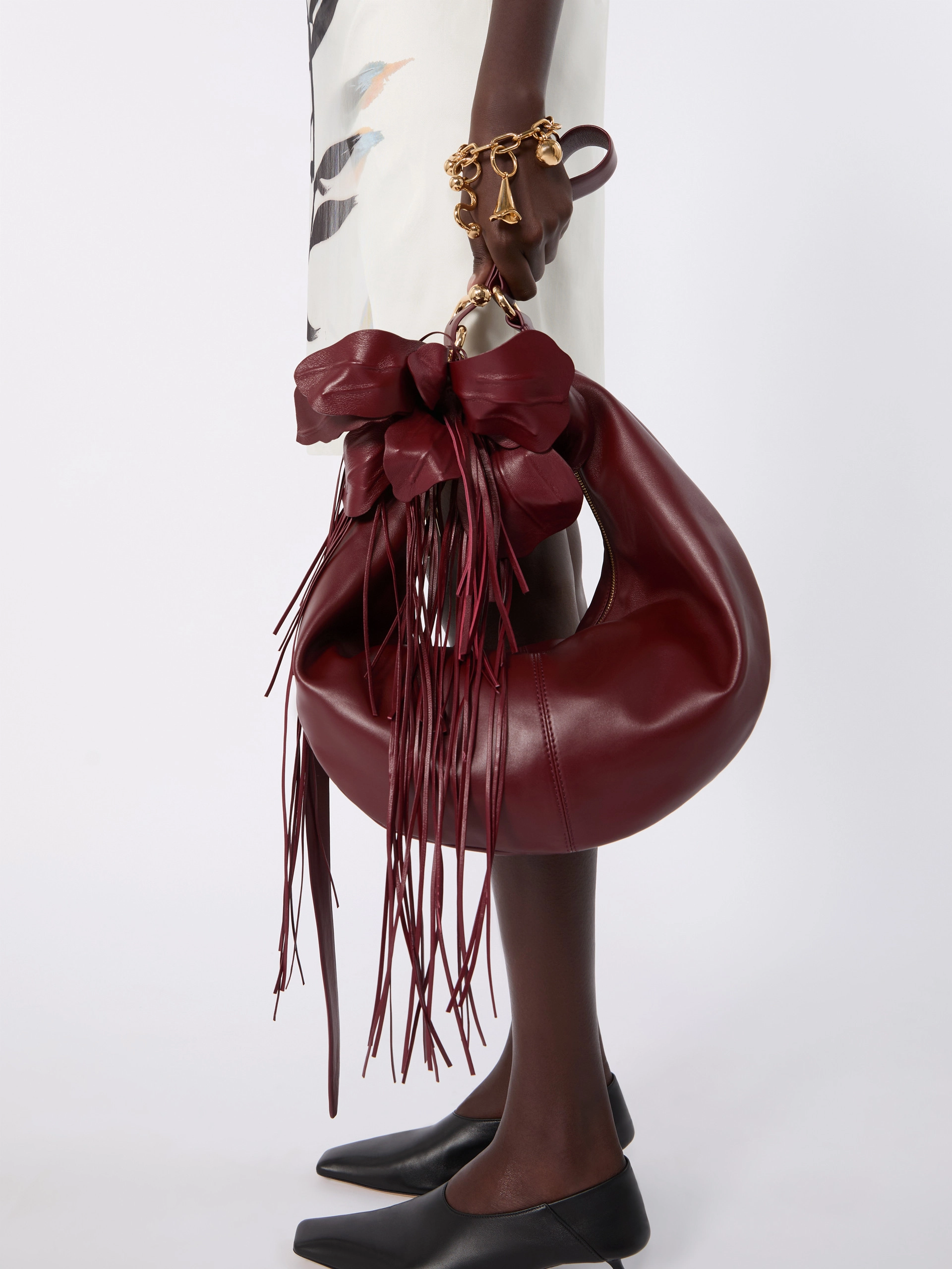Nappa leather hobo bag - BORDEAUX - Sportmax - 8