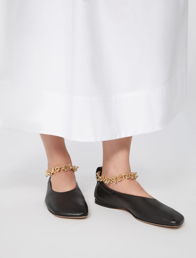 Nappa leather ballerinas with ankle band - BLACK - Sportmax - 6