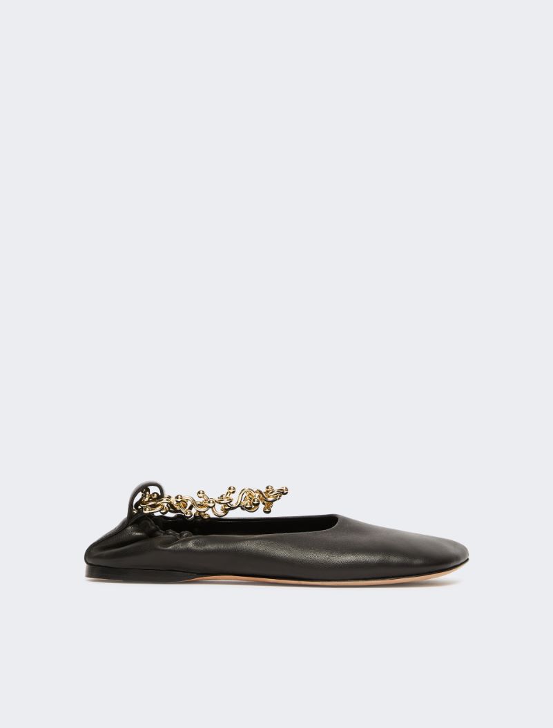 Nappa leather ballerinas with ankle band - BLACK - Sportmax