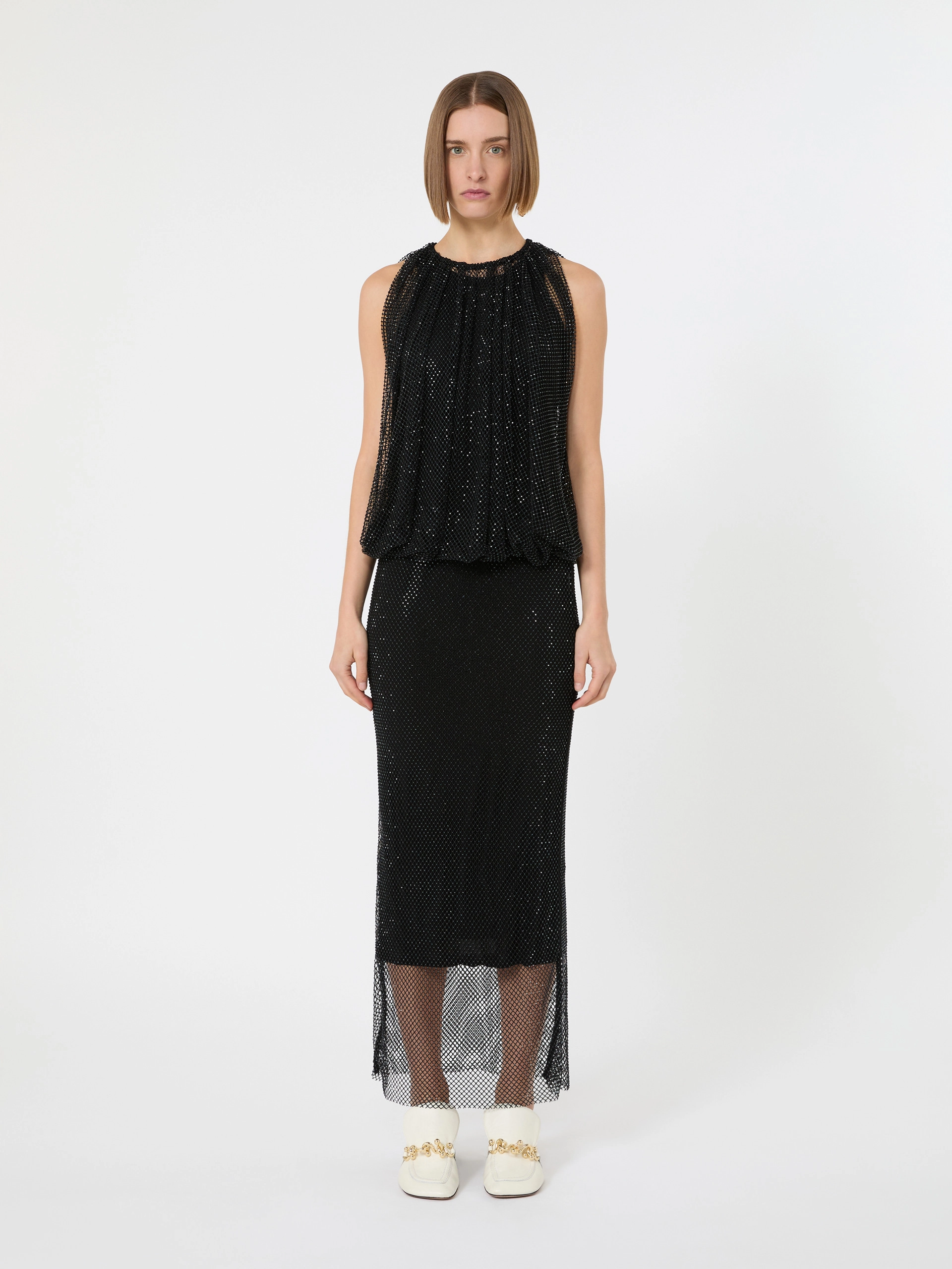 Sleeveless jersey dress with crystals - BLACK - Sportmax - 2