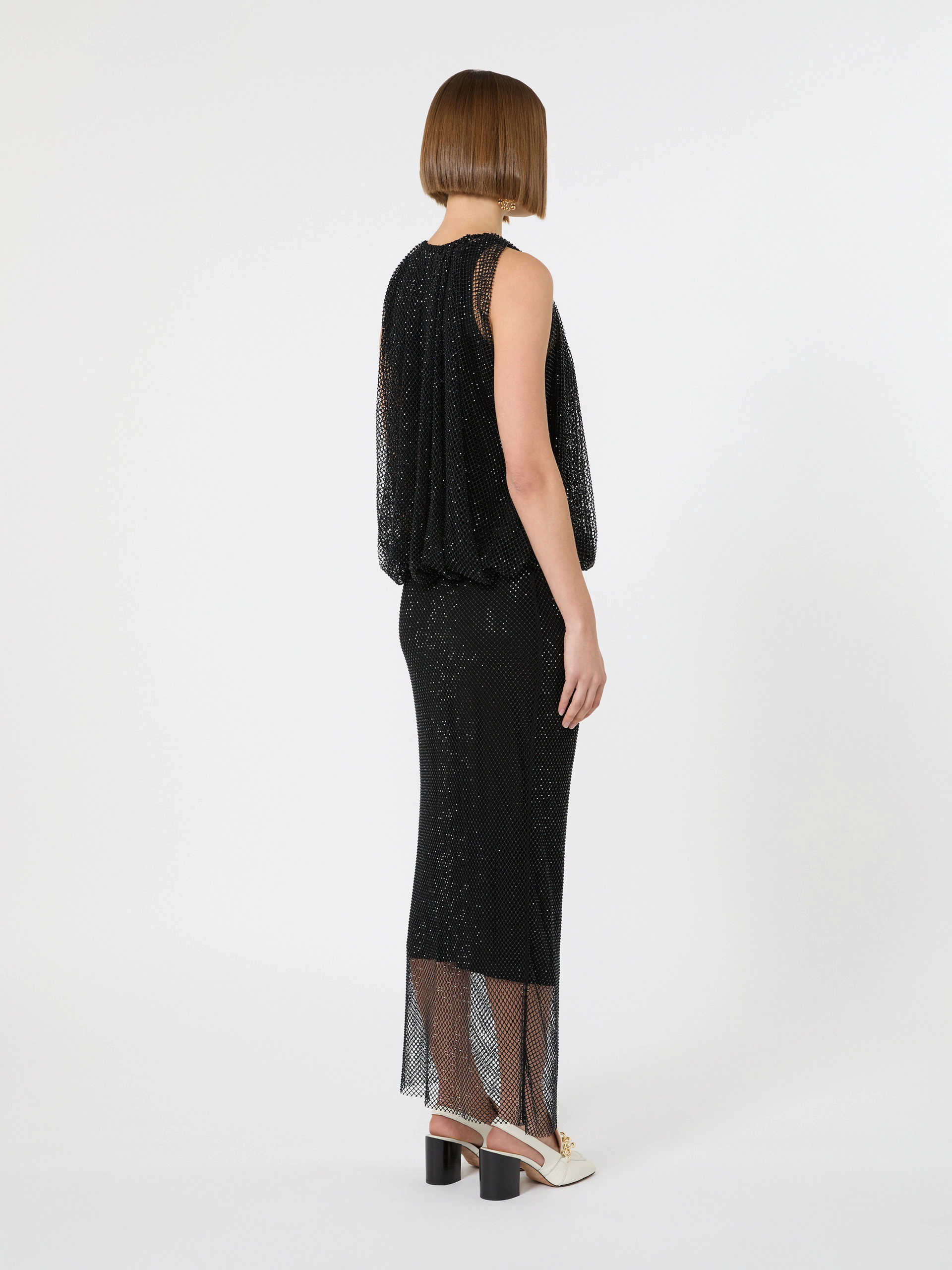 Sleeveless jersey dress with crystals - BLACK - Sportmax - 3