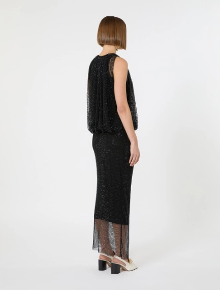 Sleeveless jersey dress with crystals - BLACK - Sportmax - 3