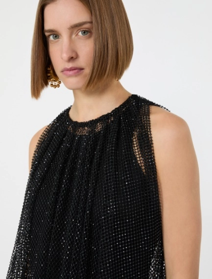Sleeveless jersey dress with crystals - BLACK - Sportmax - 4