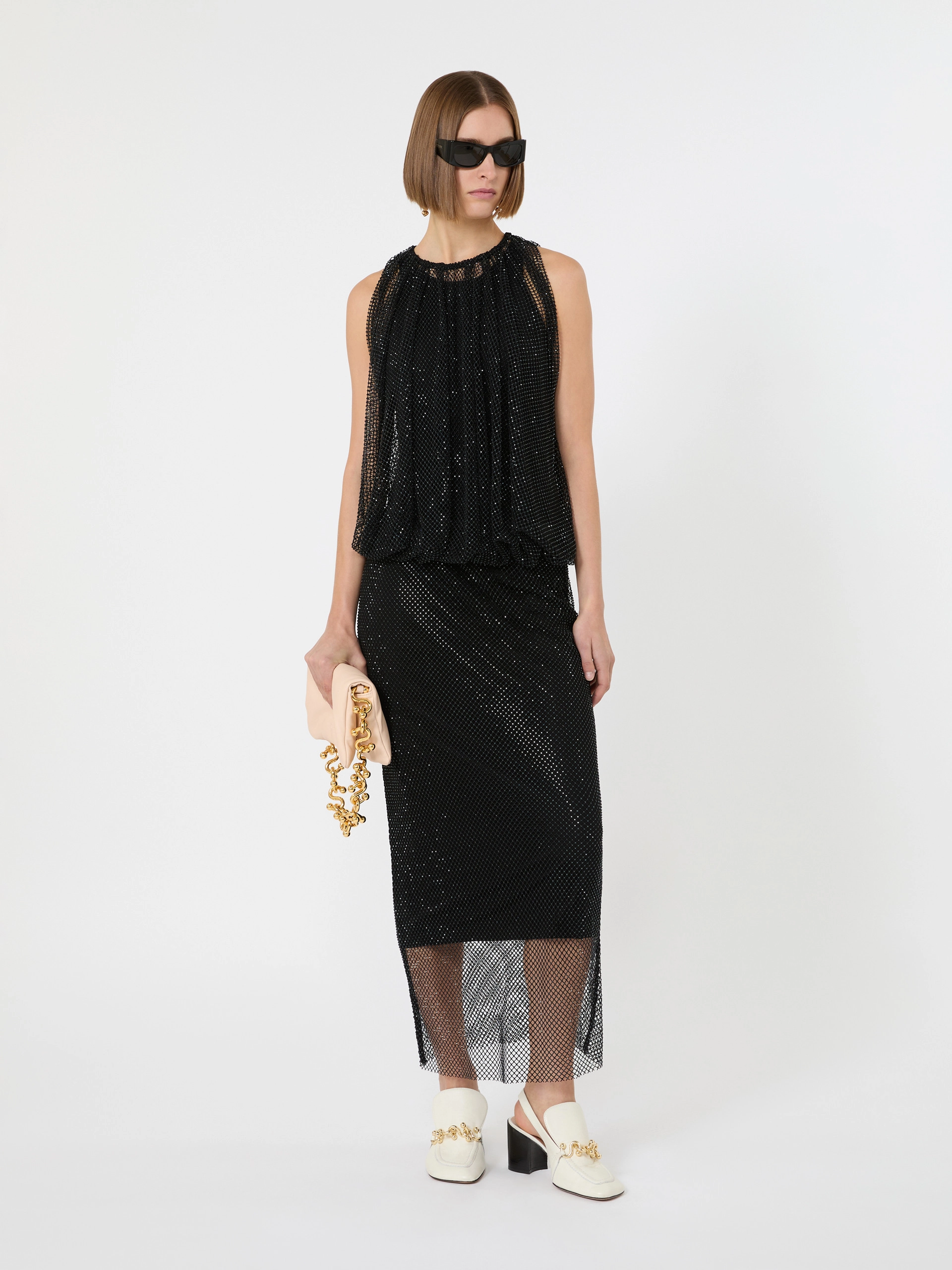 Sleeveless jersey dress with crystals - BLACK - Sportmax