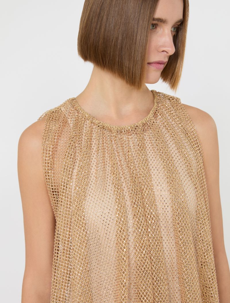 Sleeveless jersey dress with crystals - CAMEL - Sportmax - 4