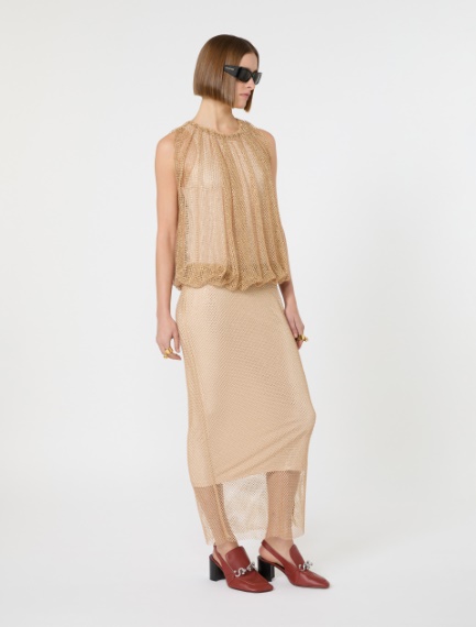 Sleeveless jersey dress with crystals - CAMEL - Sportmax