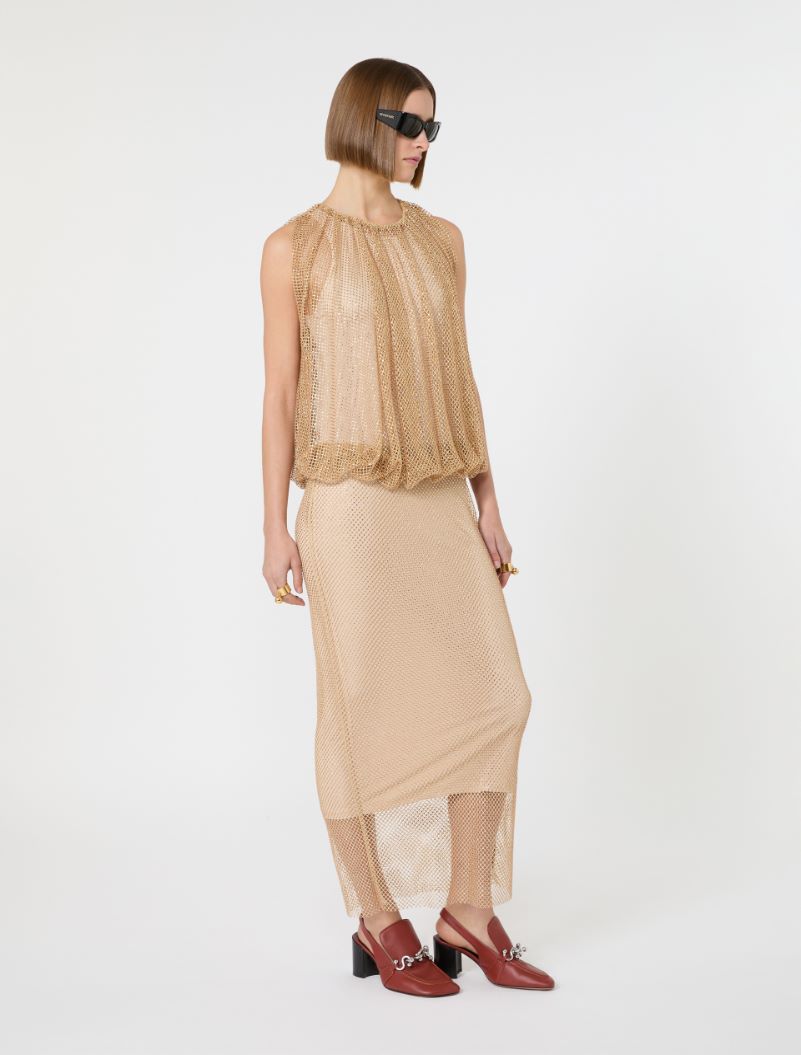 Sleeveless jersey dress with crystals - CAMEL - Sportmax