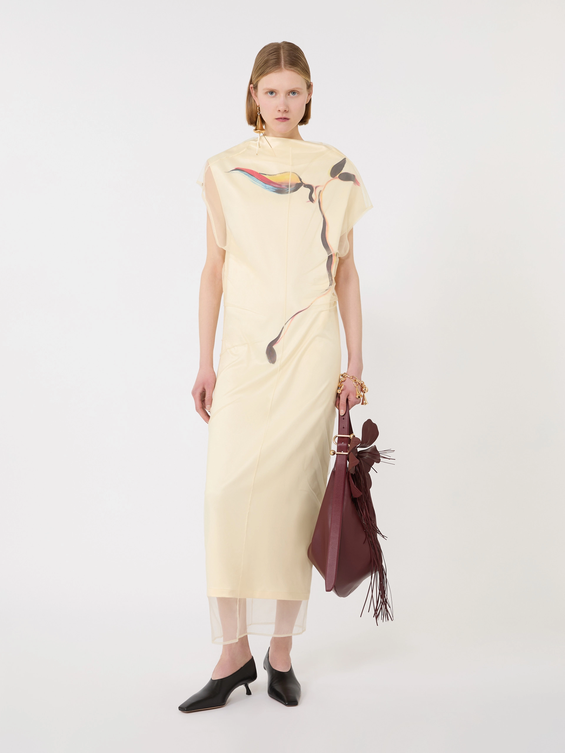Double-layer satin dress - LIGHT YELLOW - Sportmax