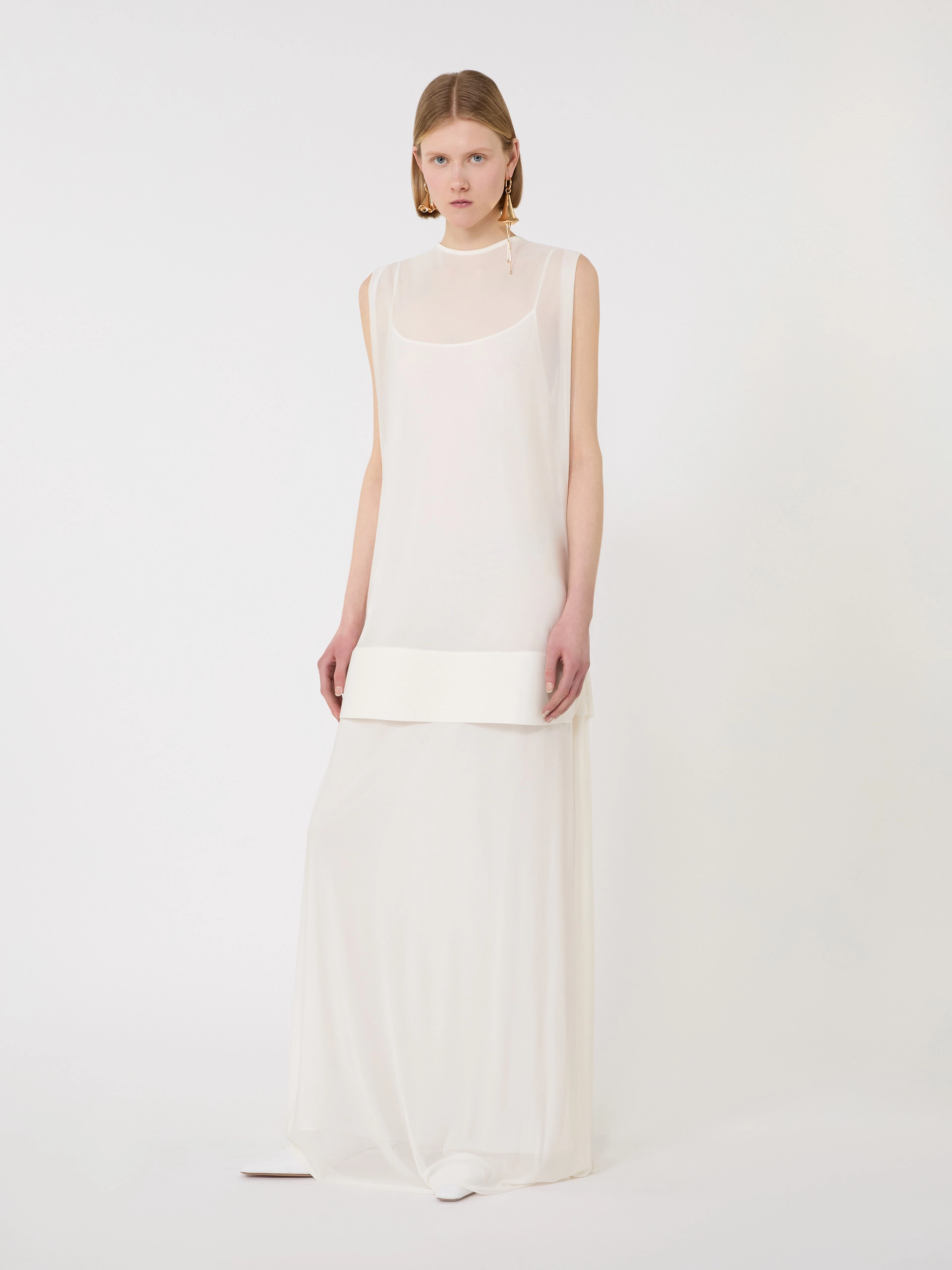 Long, viscose jersey dress - WHITE - Sportmax