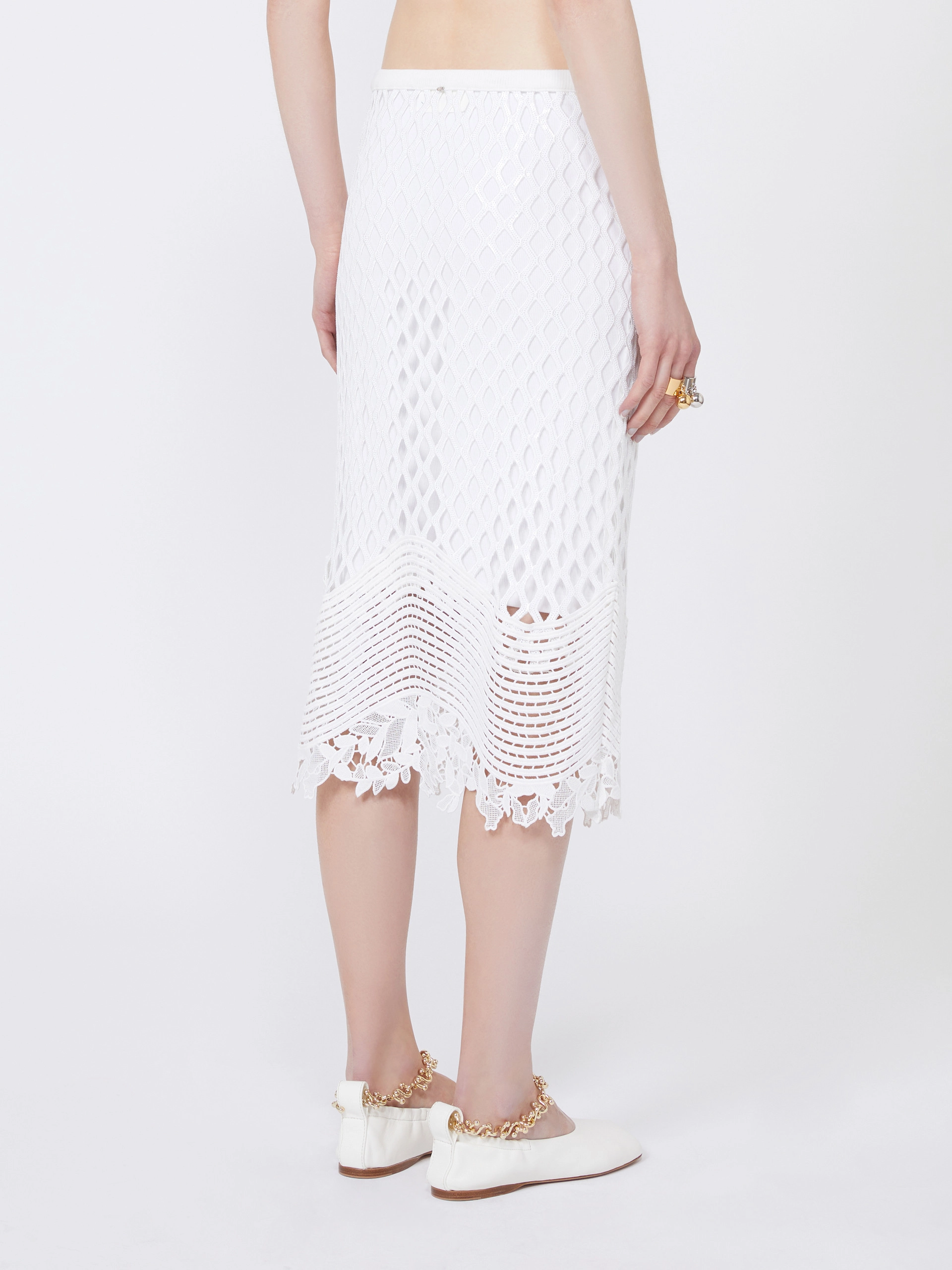 Sequinned mesh skirt - WHITE - Sportmax - 3
