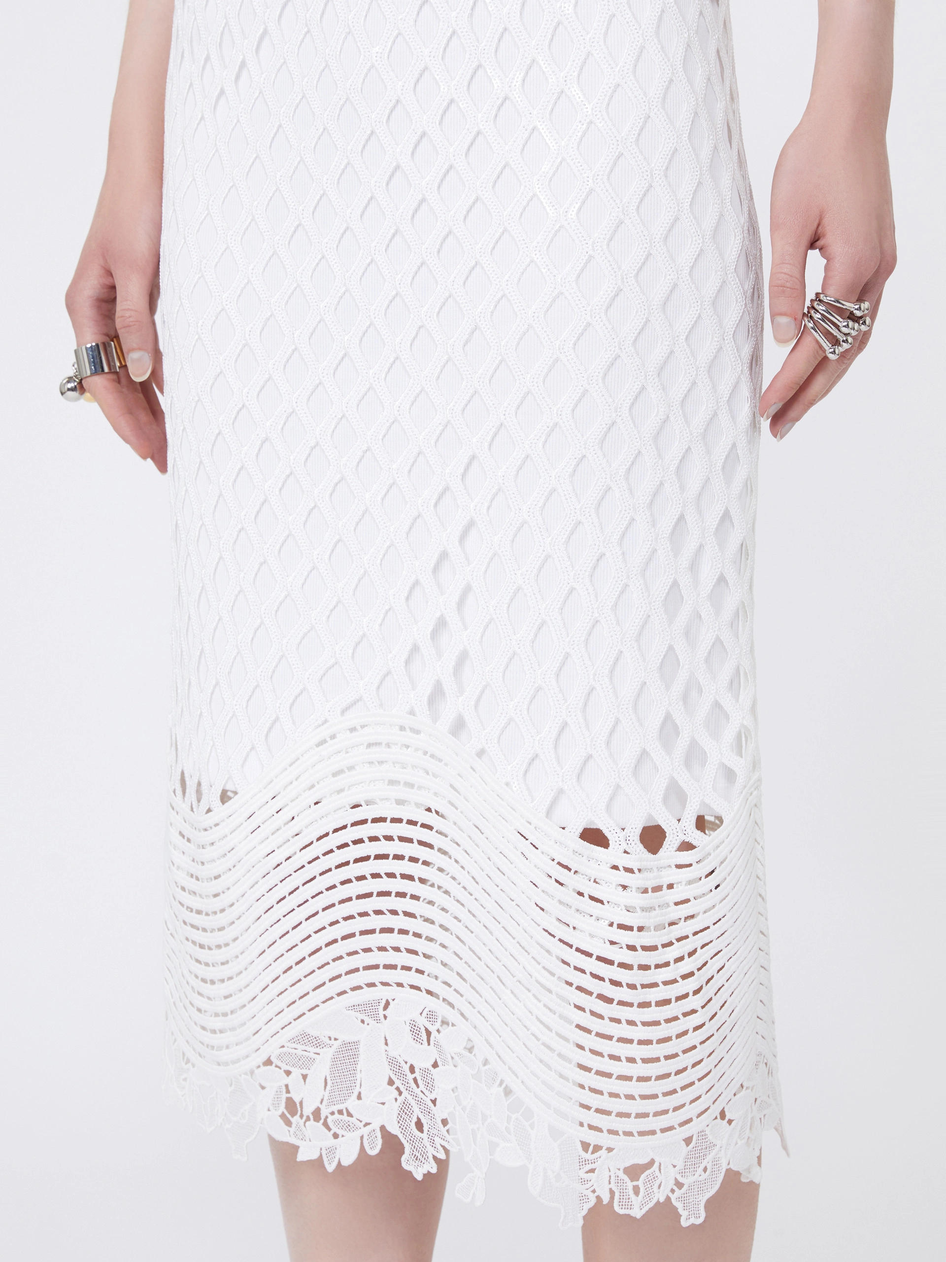 Sequinned mesh skirt - WHITE - Sportmax - 4