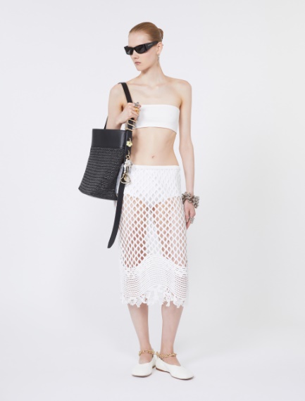 Sequinned mesh skirt - WHITE - Sportmax