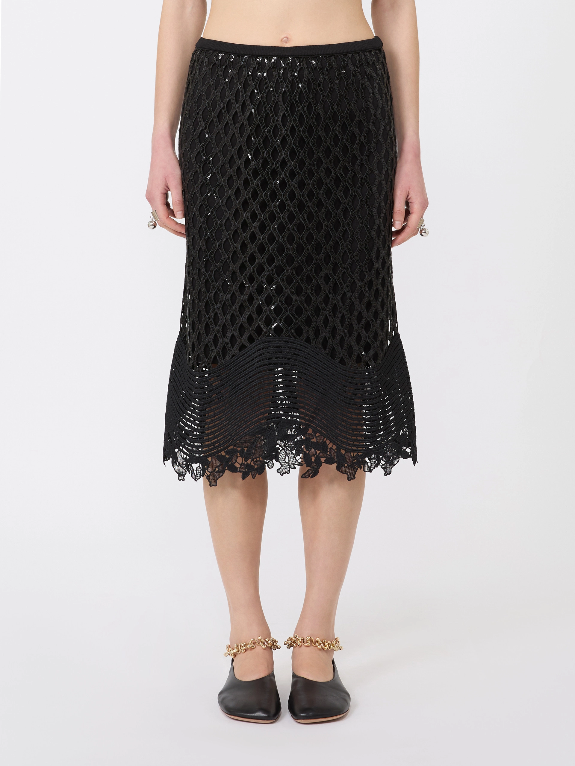Sequinned mesh skirt - BLACK - Sportmax - 2