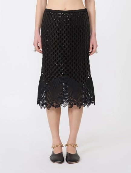 Sequinned mesh skirt - BLACK - Sportmax - 2