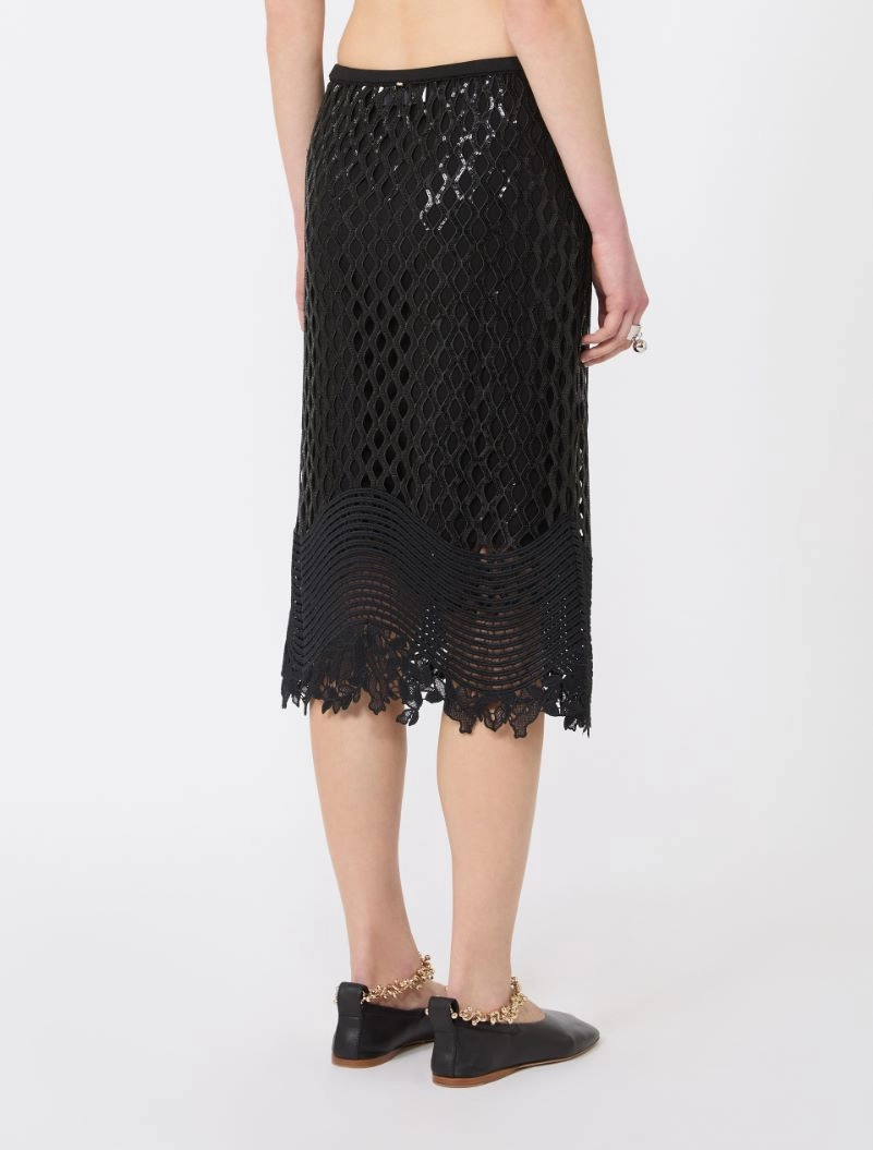 Sequinned mesh skirt - BLACK - Sportmax - 3