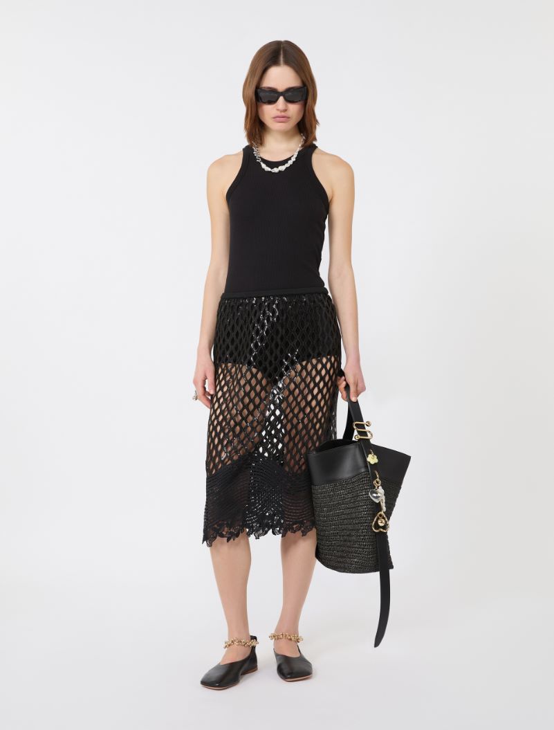 Sequinned mesh skirt - BLACK - Sportmax