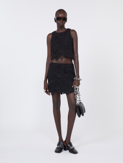 Floral macramé skirt - BLACK - Sportmax
