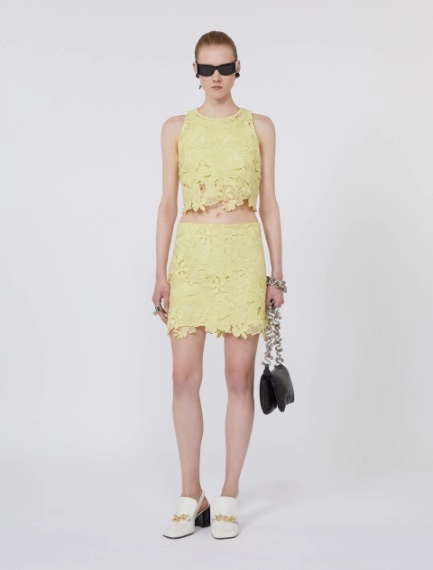 Jupe en macramé fleuri - CITRON - Sportmax