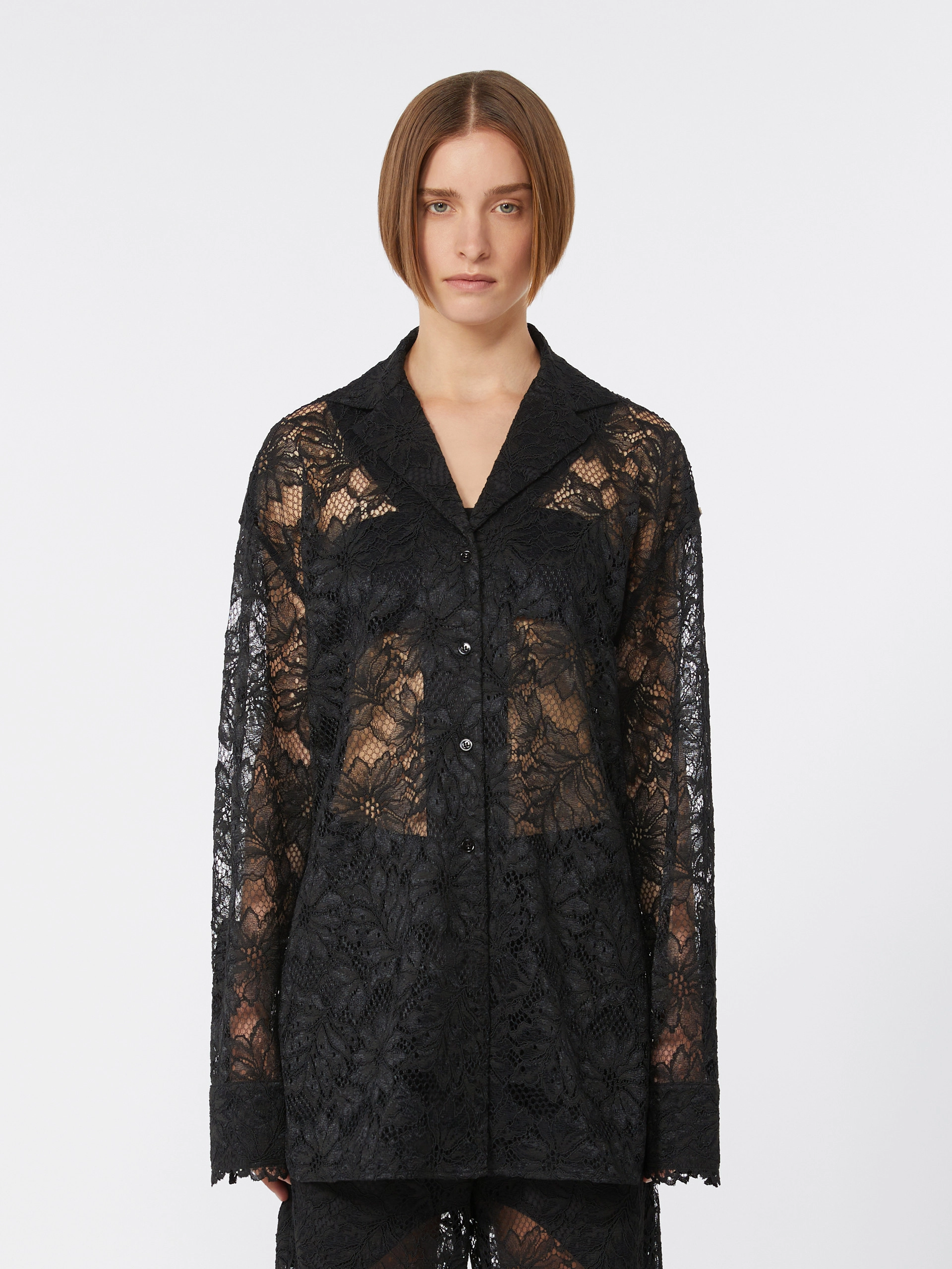 Floral lace shirt - BLACK - Sportmax - 2