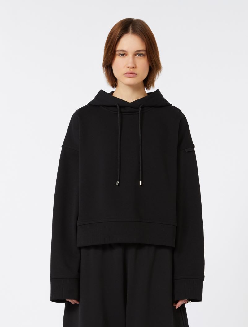 Stretch-cotton hooded sweatshirt - BLACK - Sportmax - 2