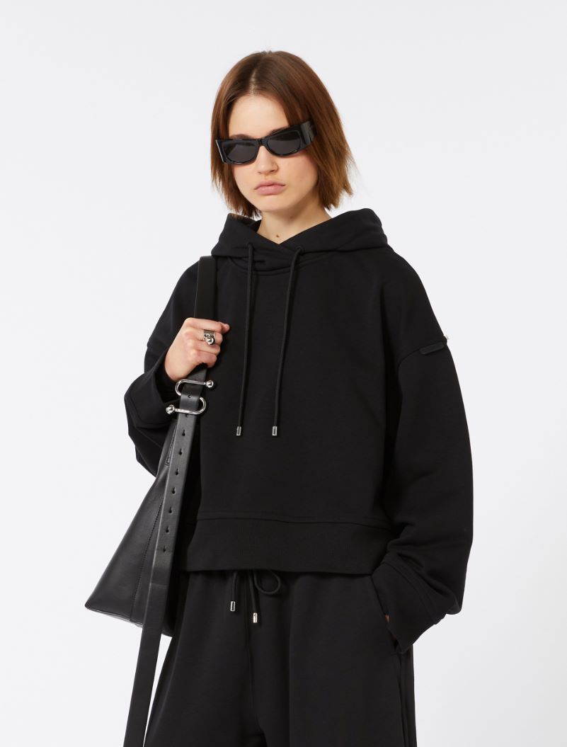 Stretch-cotton hooded sweatshirt - BLACK - Sportmax - 4