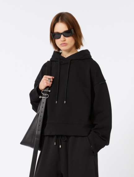Stretch-cotton hooded sweatshirt - BLACK - Sportmax