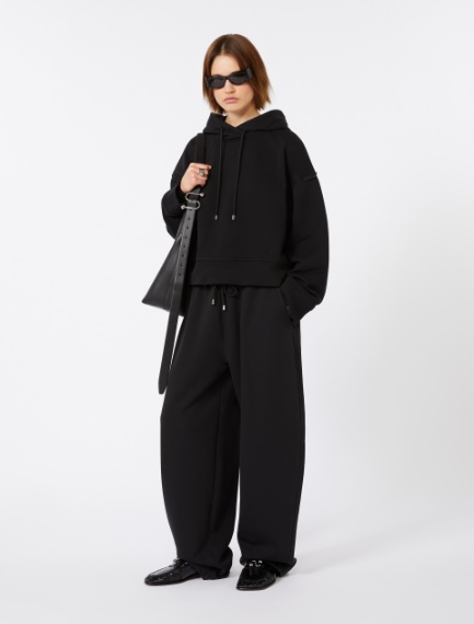 Stretch-cotton hooded sweatshirt - BLACK - Sportmax
