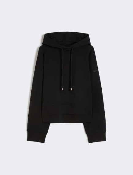 Stretch-cotton hooded sweatshirt - BLACK - Sportmax