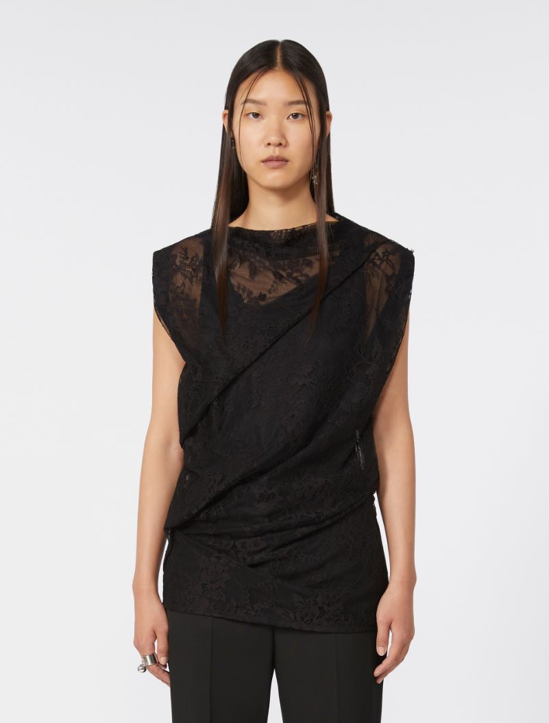 Two-tone lace top - BLACK - Sportmax - 2