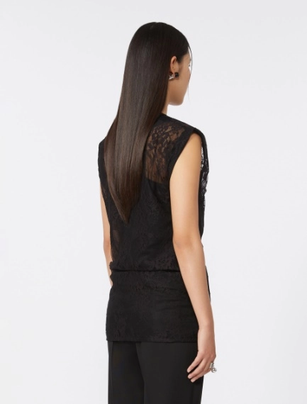 Two-tone lace top - BLACK - Sportmax - 3