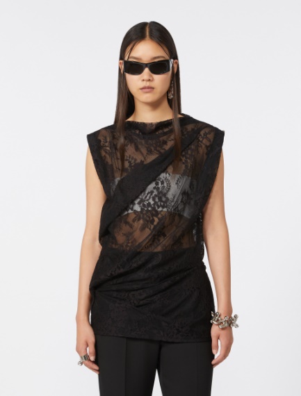 Two-tone lace top - BLACK - Sportmax