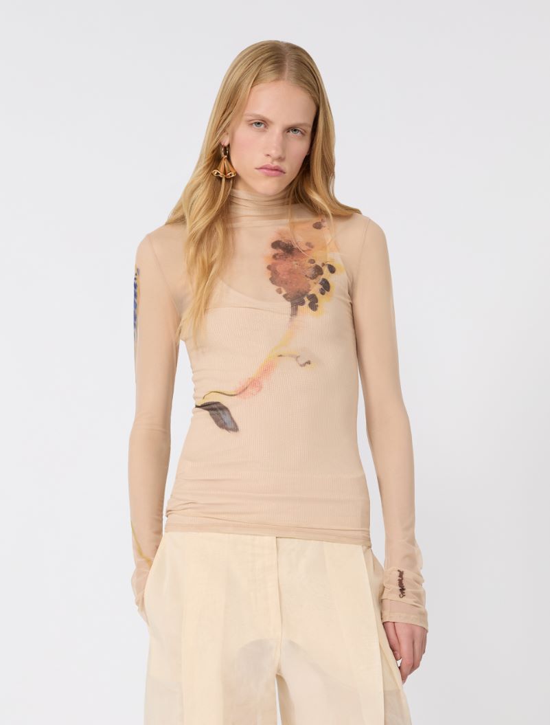 High-neck stretch tulle top - ANTIQUE ROSE - Sportmax - 4
