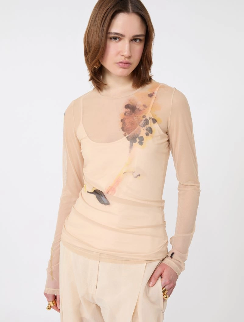 High-neck stretch tulle top - ANTIQUE ROSE - Sportmax - 4