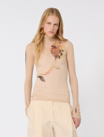 High-neck stretch tulle top - ANTIQUE ROSE - Sportmax