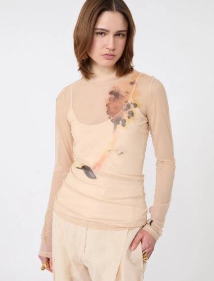 High-neck stretch tulle top - ANTIQUE ROSE - Sportmax