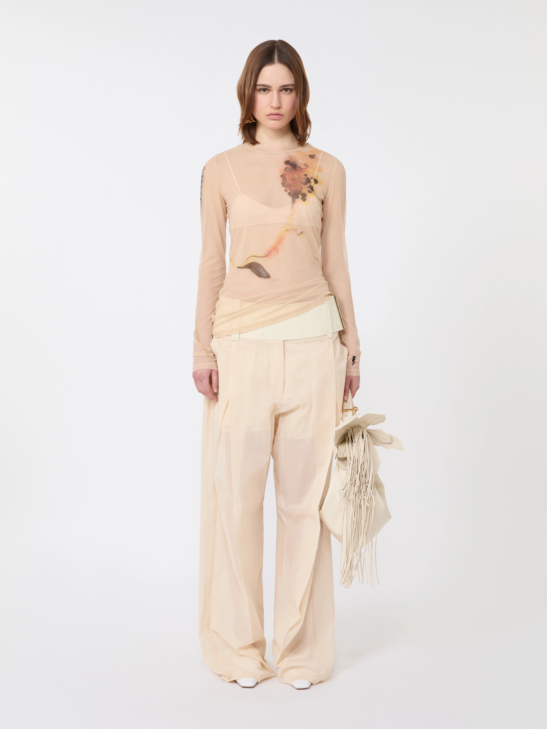 High-neck stretch tulle top - ANTIQUE ROSE - Sportmax