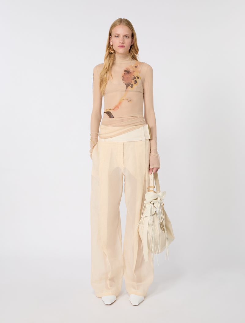 High-neck stretch tulle top - ANTIQUE ROSE - Sportmax