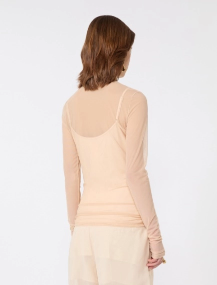 Top a collo alto in tulle stretch - ROSA ANTICO - Sportmax - 3