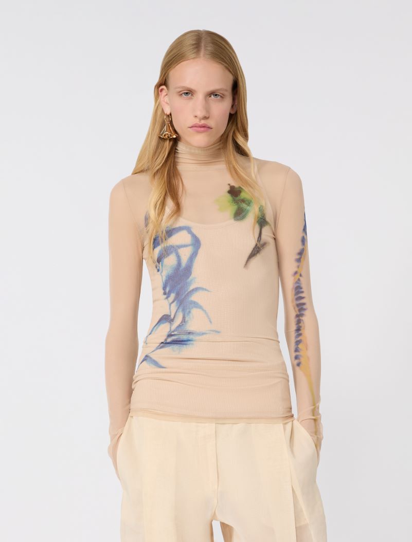 High-neck stretch tulle top - ANTIQUE ROSE - Sportmax - 4