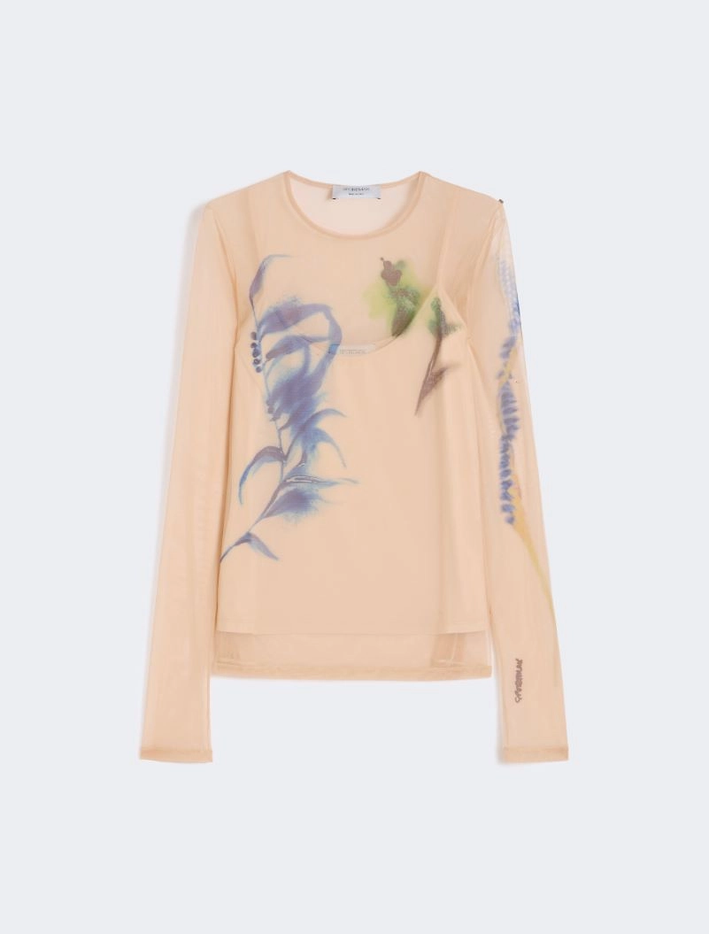 High-neck stretch tulle top - ANTIQUE ROSE - Sportmax - 6