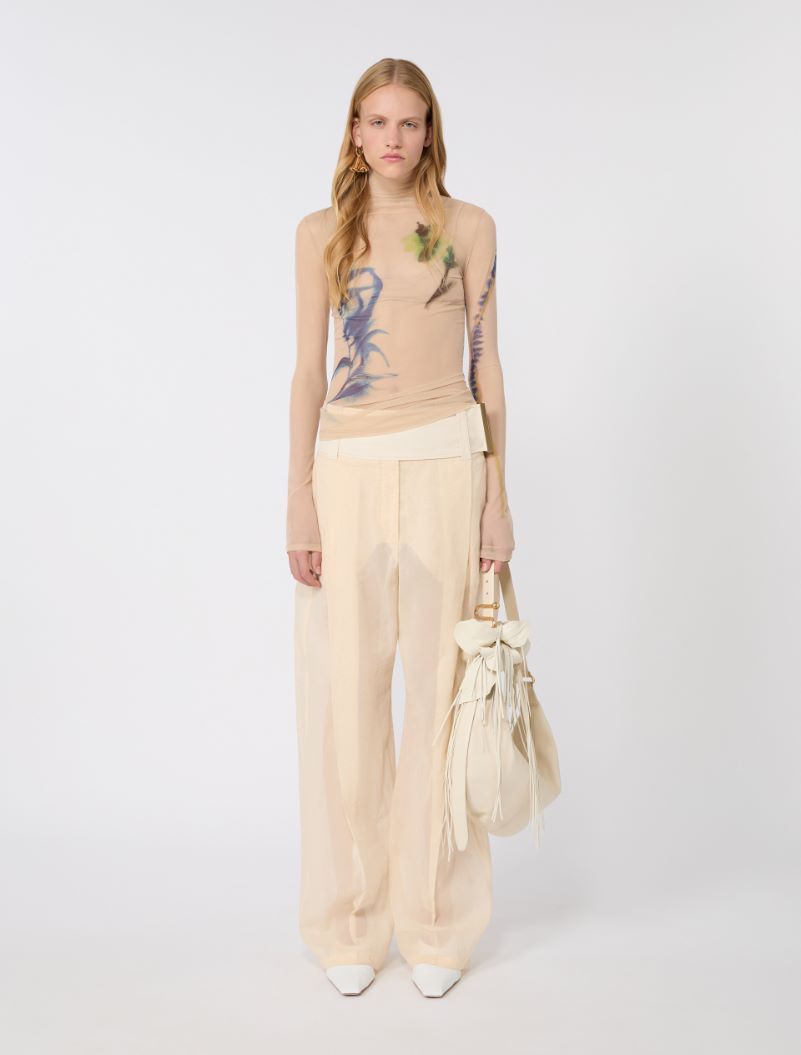 High-neck stretch tulle top - ANTIQUE ROSE - Sportmax
