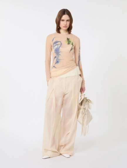Top a collo alto in tulle stretch - ROSA ANTICO - Sportmax - 1