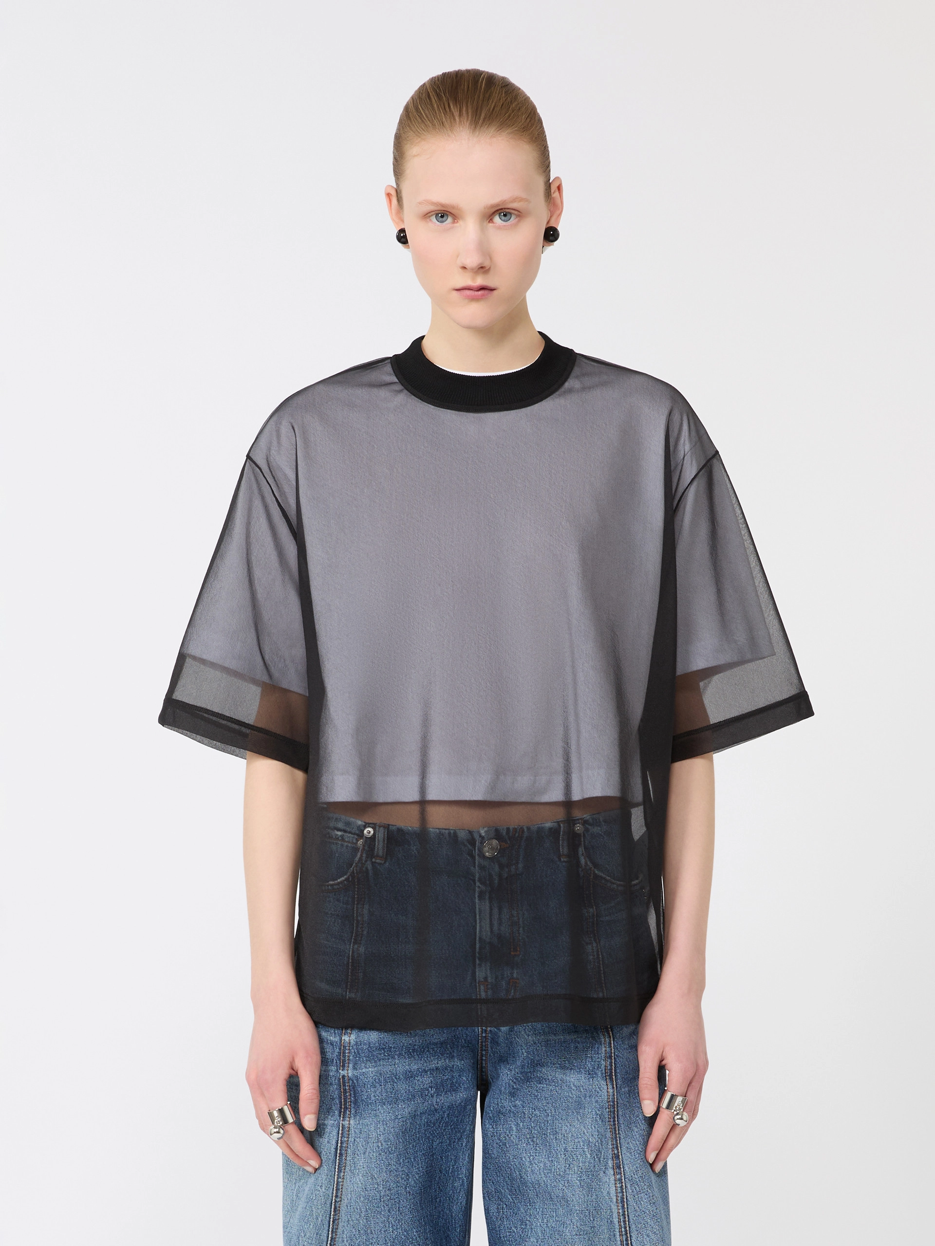 Cotton overlay T-shirt - OPTICAL WHITE - Sportmax - 2