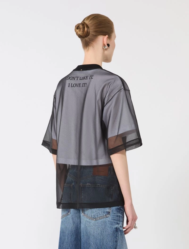 Cotton overlay T-shirt - OPTICAL WHITE - Sportmax - 3