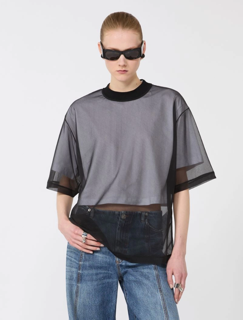 Cotton overlay T-shirt - OPTICAL WHITE - Sportmax - 4