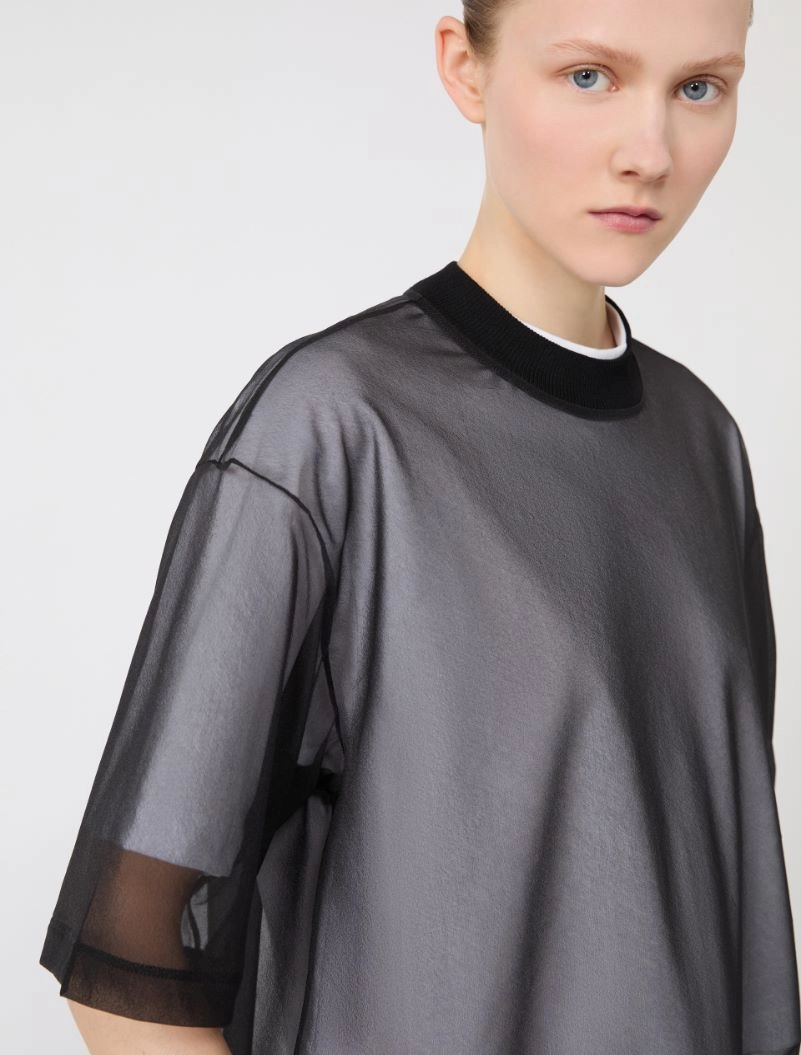 Cotton overlay T-shirt - OPTICAL WHITE - Sportmax - 5